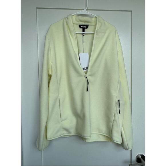NWT Rains Fleece Pullover Spring Ski in Straw Light Yellow, Size Large Unisex - Picture 3 of 4